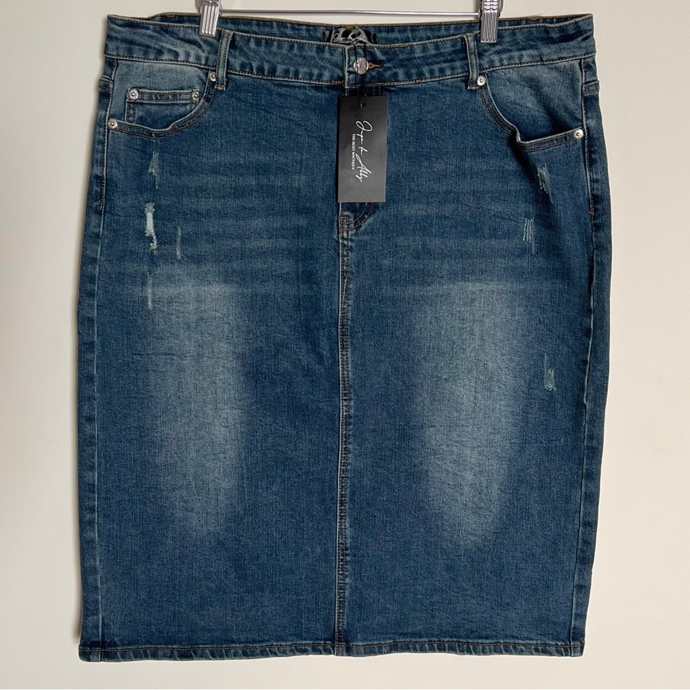 Jupe de Abby Distressed Denim Skirt Piper Jean Skirt Size 2XL 16